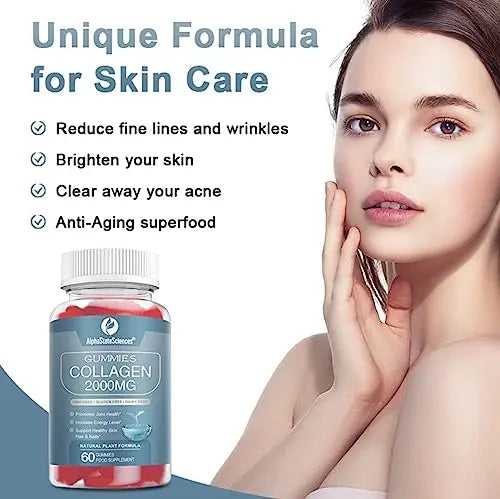 **New**Advanced Collagen Gummies 2000mg - Promote Skin Elasticity, Hair Growth, and Joint Health - Delicious Berry AlphaStateSciences Au supplements