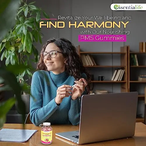 Happy Flow Strawberry-Flavor Chewable PMS Gummies | Hormone Balance Chasteberry Essentialife Au supplements
