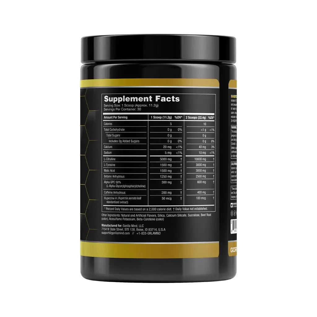 Gorilla Mode Base Pre Workout - Raises Nitric Oxide · Intense Focus & Drive · Endurance Gorilla Mind Au supplements