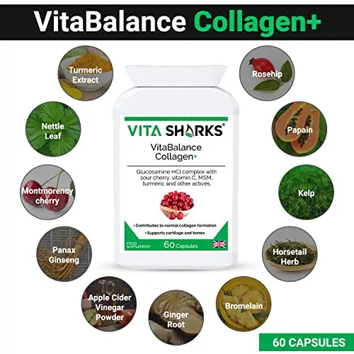 VitaBalance Collagen+ 60 Capsules for Skin, Hair, Nails, Joints & Connective Tissue Vita Sharks Au supplements
