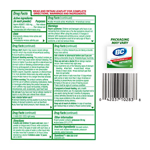 BC Pain Relief Powder, Arthritis Pain, 24 ct (Pack of 1) BC Au supplements