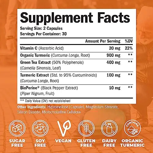 Green Tea Extract Capsules - Green Tea Supplement with Organic Turmeric Curcumin Vimerson Health Au supplements
