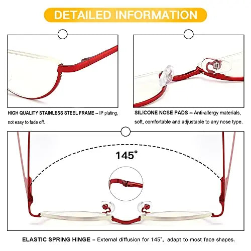 Yiwaeye 3 Pack Half Moon Reading Glasses Anti Blue Light UV, Half Frame Semi Lens Slim Yiwaeye Au supplements