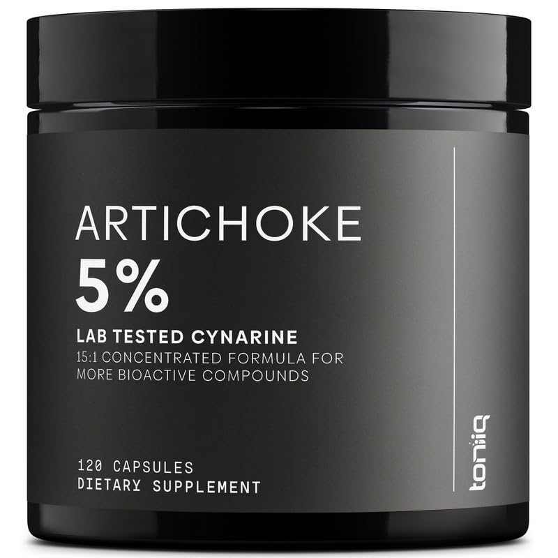Toniiq Artichoke Extract 15:1 – with 5% Cynarin (60 mg) – 120 Vegan Capsules – Liver & Digestive Support - Lab Tested - Non-GMO Toniiq Au supplements