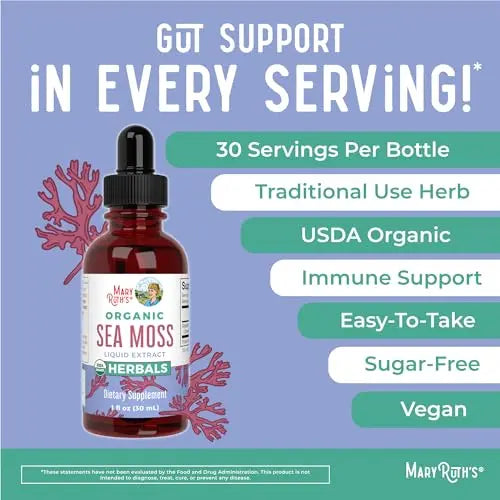 MaryRuth's Irish Sea Moss Liquid Drops | Sugar Free | SeaMoss for Gut Health and Immune MaryRuth Organics Au supplements