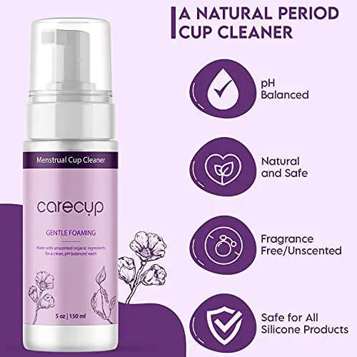 CareCup Menstrual Cup Cleaner - Unscented Foaming Sterilizer Wash for Silicone Period discs - Wipes Clean CareCup Au supplements