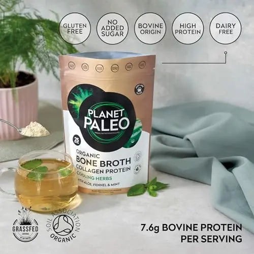 Planet Paleo Organic Bone Broth - Cooling Herbs (450g, 50 Servings) Organic, Grass Fed, High Protein Planet Paleo Au supplements