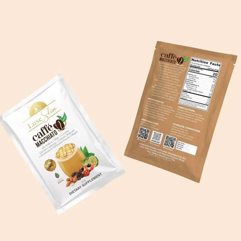 Luxe Slim Cafe Macchiato with Hydrolyzed Collagen & Glutathione, 21g x 10 Sachets, 0.74 Ounce Luxe Slim Au supplements
