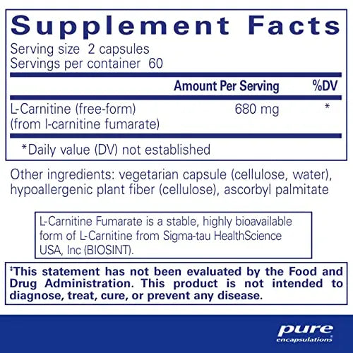 Pure Encapsulations L-Carnitine Fumarate | Hypoallergenic Supplement Support for Enhanced Pure Encapsulations Au supplements