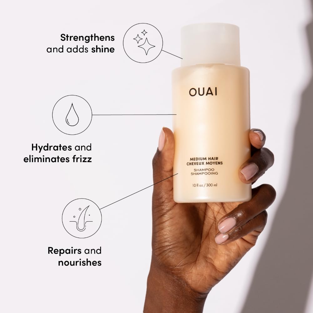 OUAI Medium Hair Shampoo & Conditioner Set, Travel Size - Hydrating Shampoo & Conditioner - With Coconut Oil, Babassu, Kumquat Extract & Keratin - Sulfate, Paraben & Phthalate Free (3 Oz) OUAI Au supplements