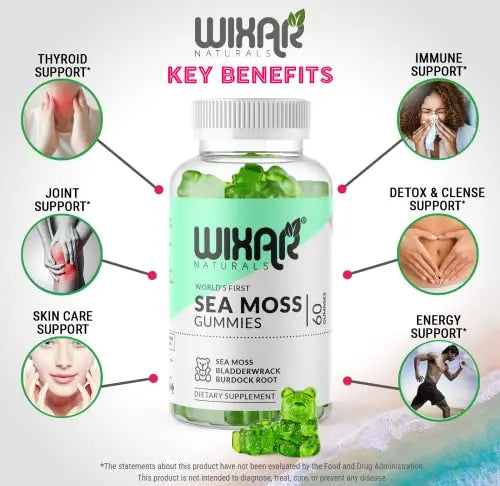 WIXAR NATURALS Sea Moss Gummies - Natural Irish Sea Moss and Bladderwrack WIXAR NATURALS Au supplements