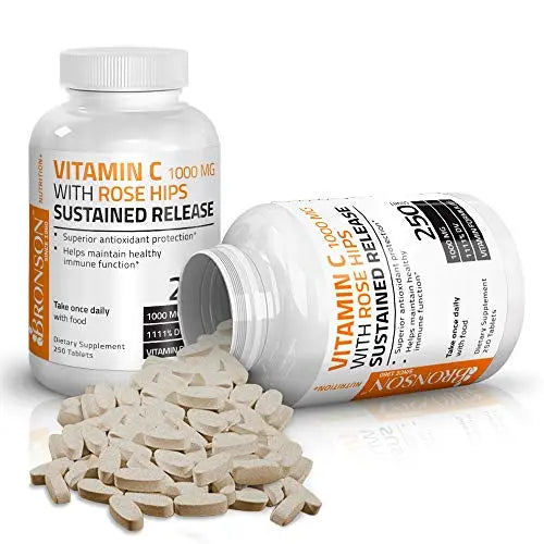 Bronson Vitamin C 1000 mg with Rose Hips Sustained Release, 250 Tablets Bronson Au supplements