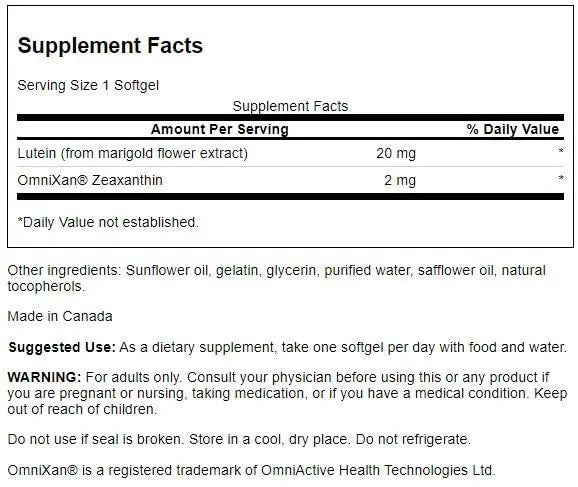 Swanson Synergistic Eye Health - Lutein and Zeaxanthin Supplement Swanson Au supplements