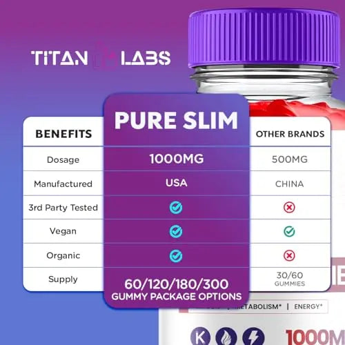 (3 Pack) Pure Slim Keto ACV Gummies, Pure Slim Keto ACV Advanced Weight Loss 1000 MG Titan Labs Au supplements