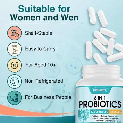 ZEBORA Probiotics for Women-Men Digestive Health with 120 Billion CFUs, Mens-Womens ZEBORA Au supplements