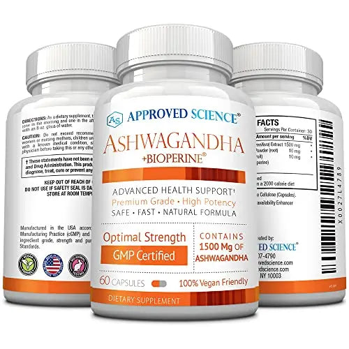 Approved Science® Ashwagandha 1500mg with Bioperine® and Ginger- Alleviate Sleepless Approved Science Au supplements