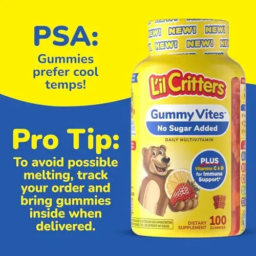 L’il Critters Gummy Vites No Sugar Added Daily Gummy Multivitamin for Ages 2+ Toddlers & Kids, Vitamin C, D3 for Immune Lil Critters Au supplements