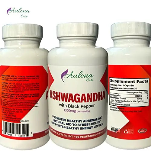 Aulona Care Ashwagandha with Black Pepper 1300mg for Healthy Adrenaline, Stress Relief Aulona Care Au supplements