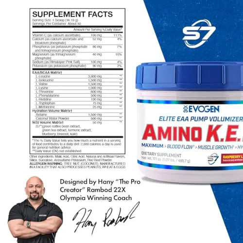 Evogen AminoKEM Sour Candy, Essential Amino Acid, BCAA, Nitric Oxide, Betaine, S7 Evogen Au supplements