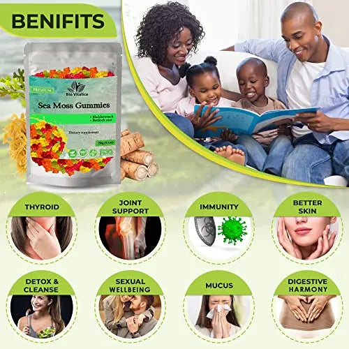 Sea Moss Gummies - Irish sea Moss raw Organic, Bladderwrack, Burdock Root BIO VITALICA Au supplements