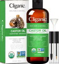 Cliganic USDA Organic Castor Oil, 100% Pure (16oz with Eyelash Kit) - For Eyelashes, Eyebrows, Hair & Skin Cliganic Au supplements