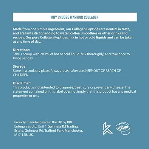 Warrior Collagen Peptides - Collagen Powder - 180g - Made from Premium Bovine Hydrolysed Collagen Warrior Au supplements