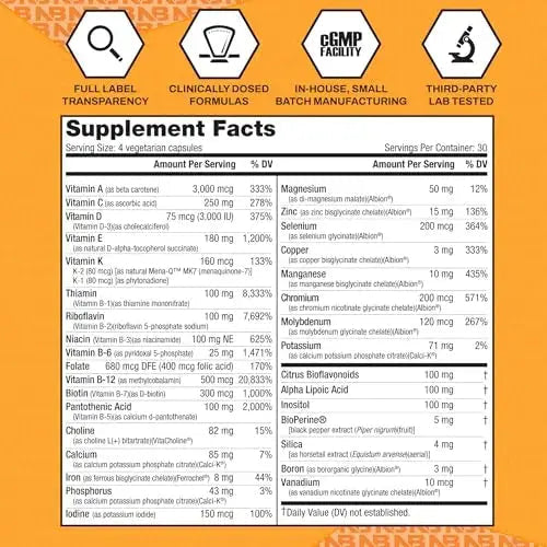 NutraBio Multisport for Men - Mens MultiVitamin - 33 Vitamins, Minerals, Micronutrients - Rich in Antioxidants NutraBio Au supplements