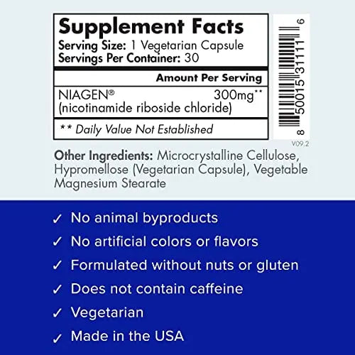 TRU NIAGEN - Patented Nicotinamide Riboside NAD+ Supplement. NR Supports TRU NIAGEN Au supplements