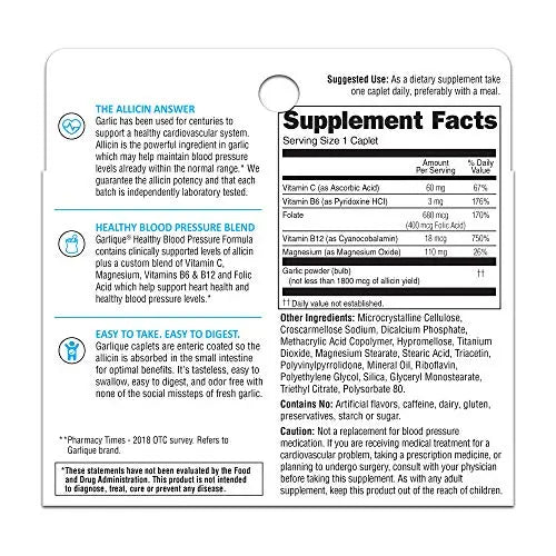 Garlique Garlic Extract Supplement, Healthy Blood Pressure Formula, Odorless & Vegan Garlique Au supplements