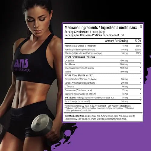 ANS Performance Ritual Pre Workout (30 Servings, 12.7 oz) - Complete Preworkout Formula ANS Performance Au supplements