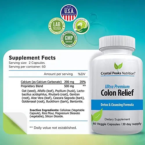 CRYSTAL PEAKS NUTRITION Natural Colon Cleanser Capsules for Constipation Relief CRYSTAL PEAKS NUTRITION Au supplements