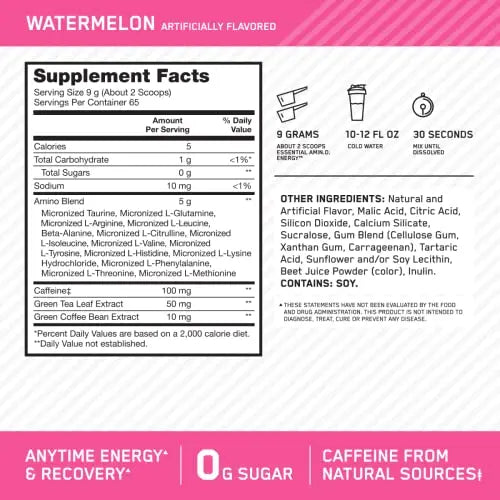 Optimum Nutrition Amino Energy - Pre Workout with Green Tea, BCAA, Amino Acids Optimum Nutrition Au supplements