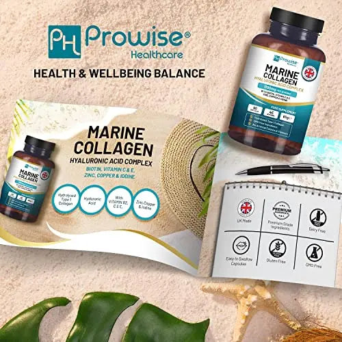 Marine Collagen with Hyaluronic Acid 1100mg | 90 Collagen Capsules High Strength for Women & Men PH PROWISE Healthcare Au supplements