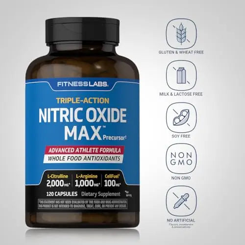 Fitness Labs Nitric Oxide Supplement | 3000mg | 120 Capsules | Nitric Oxide Pre Workout Fitness Labs Au supplements