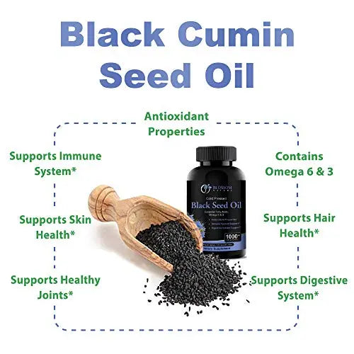 Black Seed Oil Capsules 1000mg - Premium Black Cumin Seed Oil Capsules - Black Seed Blossom Nature Au supplements