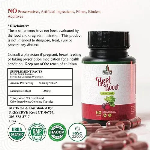 PRESERVE Organic Beetroot casules 16,000mg Per Serving, Natural Monthly Supplement PRESERVE Au supplements