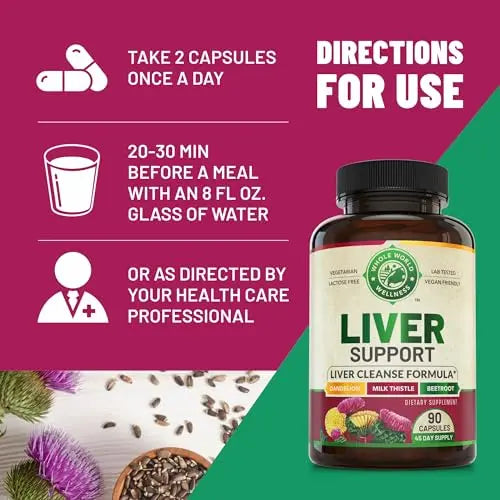 Liver Cleanse Detox & Repair Formula. Liver Support Supplement with Dandelion Root Silymarin WHOLE WORLD WELLNESS Au supplements
