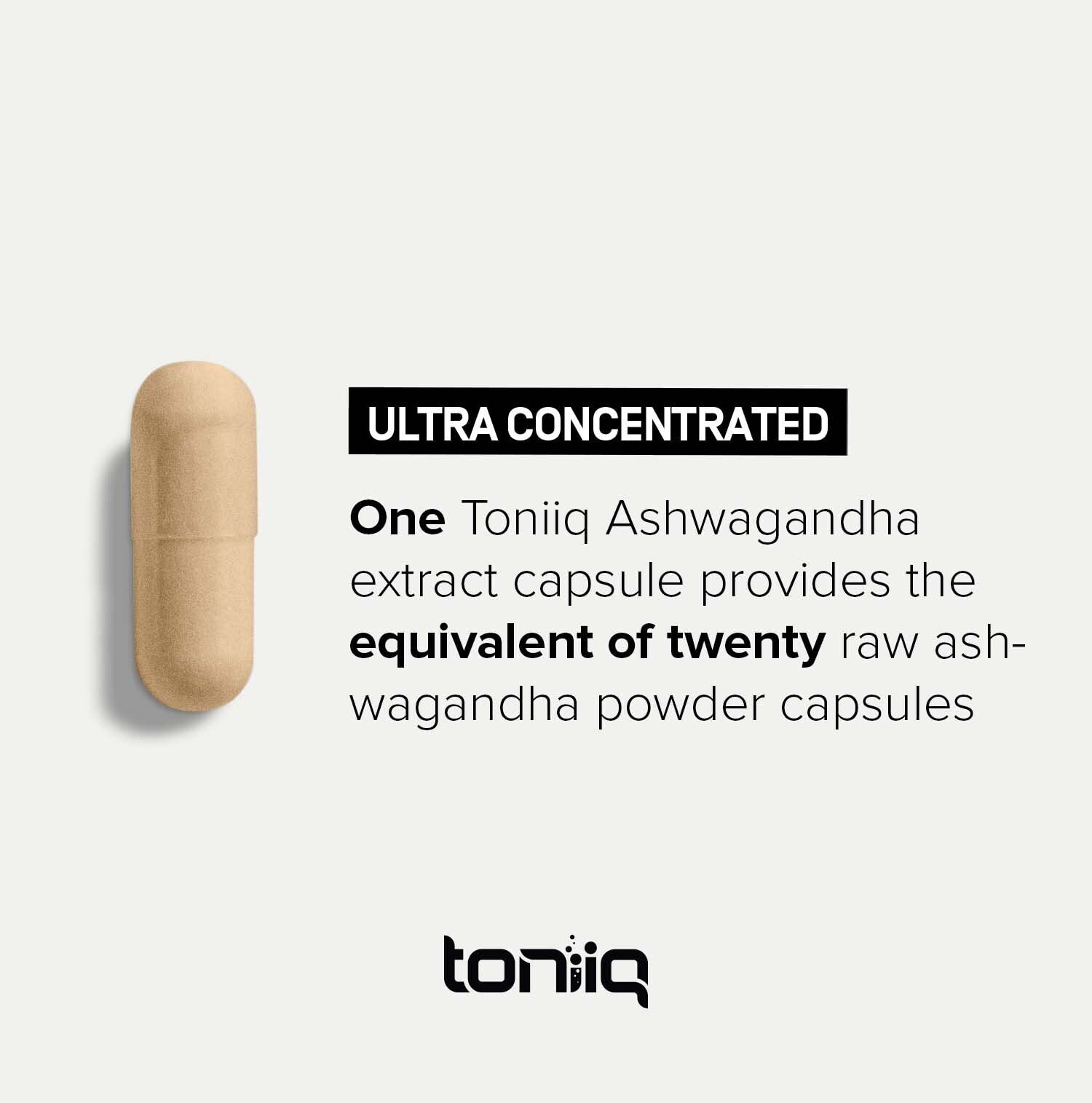 Toniiq Ashwagandha - Ultra High Potency 20:1 Extract with 10% Withanolides - Wild Harvested in India - Highly Concentrated - Third-Party Lab Tested - 90 Capsules Toniiq Au supplements