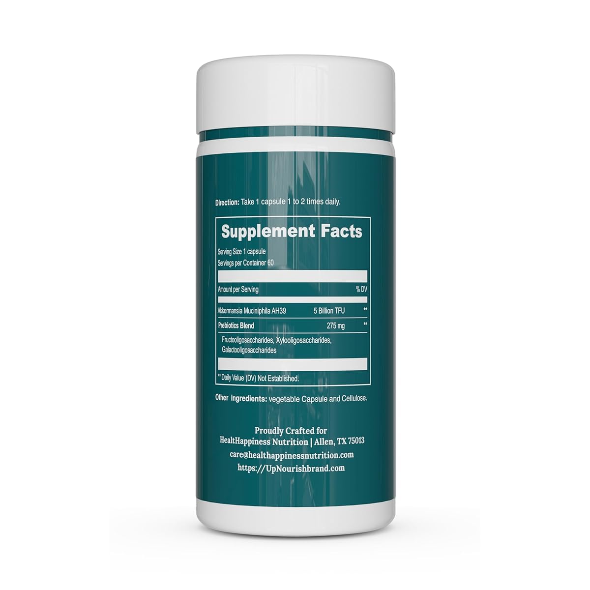 UpNourish Probiotics for GLP-1 Support, 5 Billion TFU Akkermansia Muciniphila for Digestive Health, Leaky Gut, Immunity and Metabolic Health, Prebiotics and Probiotics for Women and Men, 60 Capsules UpNourish Au supplements