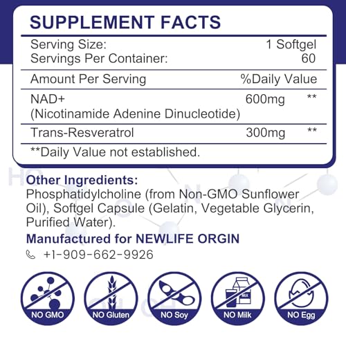 inGreens 900mg Liposomal NAD+ Supplement with 300mg Trans Resveratrol - Superior Absorption, Replaces NMN, Boost NAD+ for DNA Repair, Energy & Longevity, Aging Defense, 60 Softgels inGreens Au supplements
