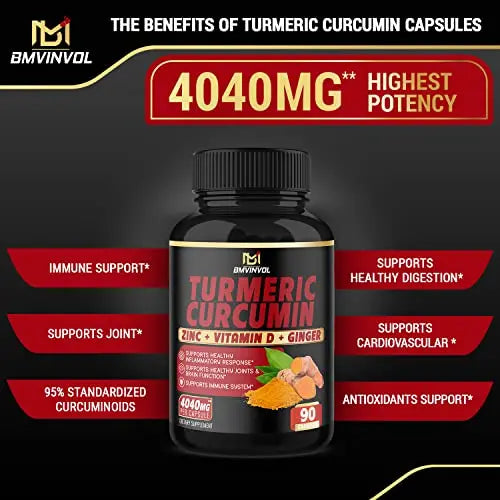 BMVINVOL Turmeric Curcumin Supplement 4040 mg - 95% Curcuminoids with Ginger BMVINVOL Au supplements