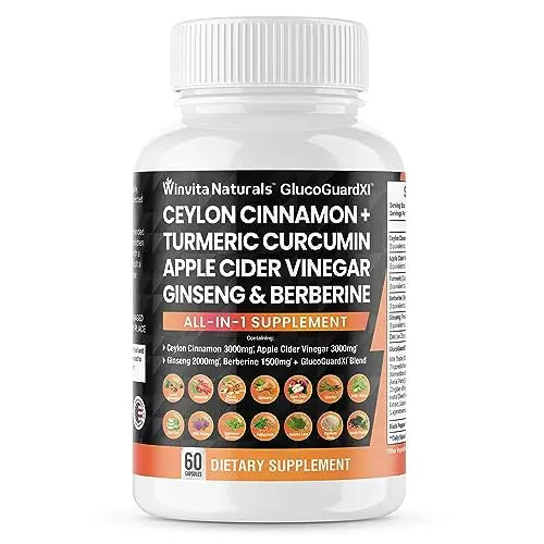 Ceylon Cinnamon 3000mg Apple Cider Vinegar 3000mg Turmeric 2000mg Panax Ginseng Winvita Naturals Au supplements