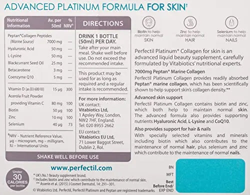 Perfectil Platinum Collagen for Skin 10 x 50 ml Perfectil Au supplements