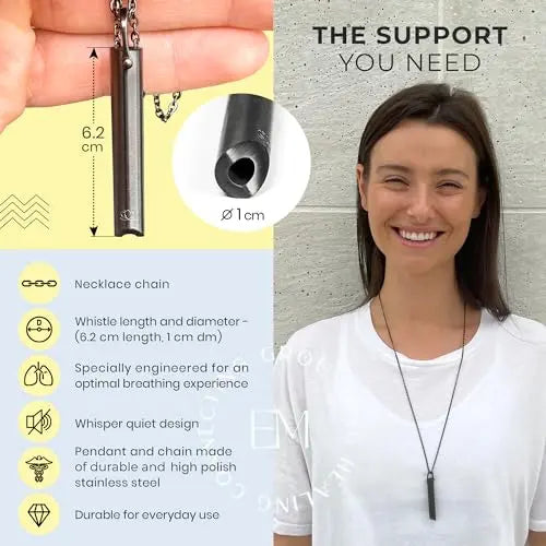 Mindful Breathing Necklace for Anxiety Stress Relief - Earth and Moon Stainless Steel Anxiety EARTH AND MOON Au supplements