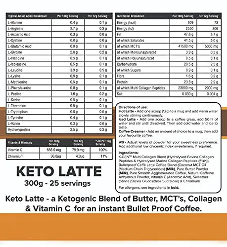 Instant Bulletproof Keto Coffee Creamer UK Made Collagen Latte | Butter Powder, Coconut MCTs & Vitamin C K GEN ketogenic enhancement Au supplements