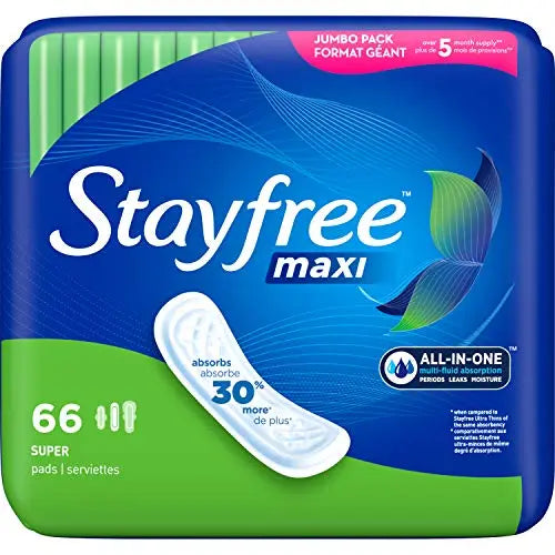 Stayfree Maxi Pads for Women, Super - 66 Count Stayfree Au supplements