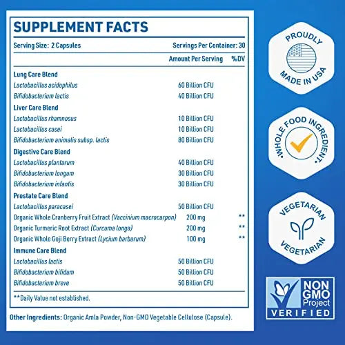 Probiotics for Men, 500 Billion CFU + 12 Strains Men's Probiotic with Turmeric Cranberry CFUKING Au supplements