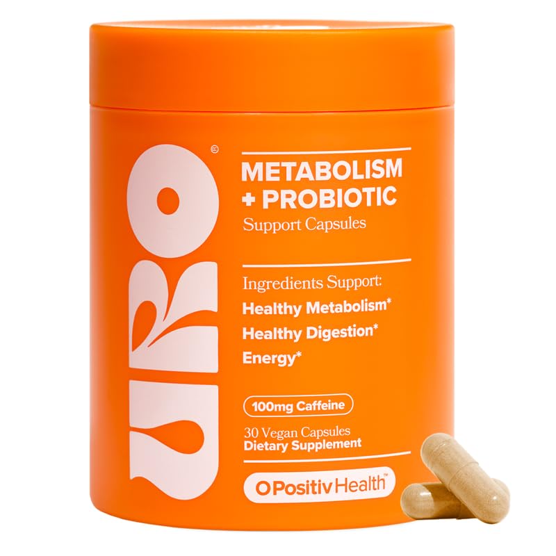 URO Metabolism + Probiotic Support Capsules – Metabolism, Gut Health & Sustained Energy – with Chromium Picolinate, Green Coffee Bean Extract