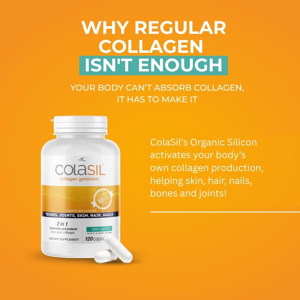 Colasil Collagen Booster Capsules – Organic Silica (OSA) + Hydrolyzed Collagen Generator for Hair, Skin, Nails, Bones & Joints – High Absorption, Non-GMO, Allergen-Free, 120 Capsules (60-Day Supply) Colasil Au supplements