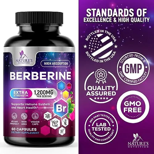 Berberine Supplement 1200mg per Serving - High Absorption Heart Health Support Nature's Nutrition Au supplements